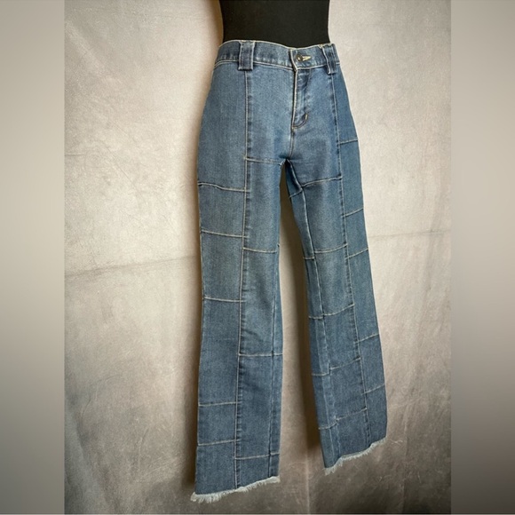 Vintage Patchwork High Waist Flare Jeans - Picture 2 of 5